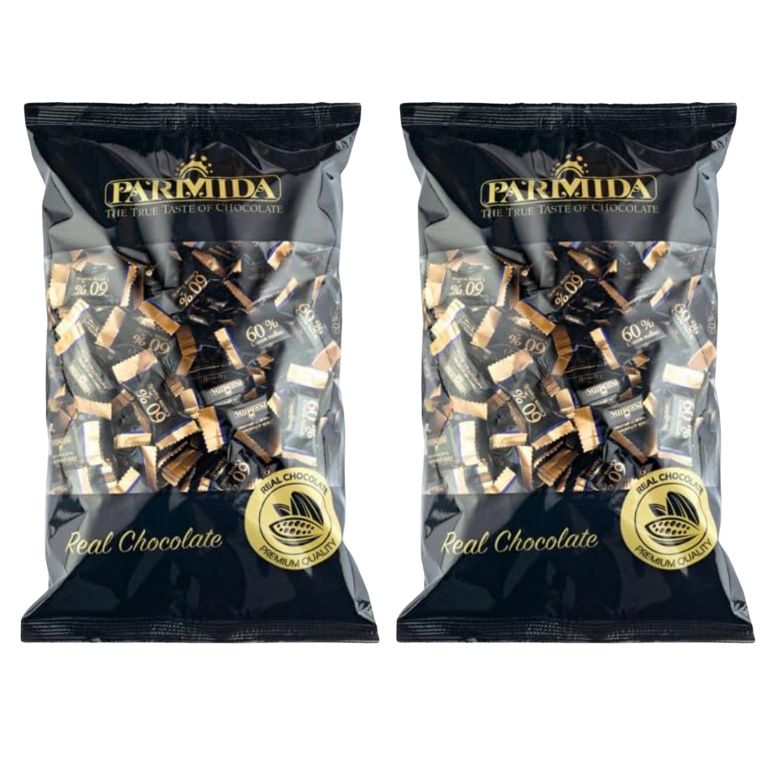 Parmida 60% Cocoa Mini Dark Chocolate Bars - 1kg Bag, Family