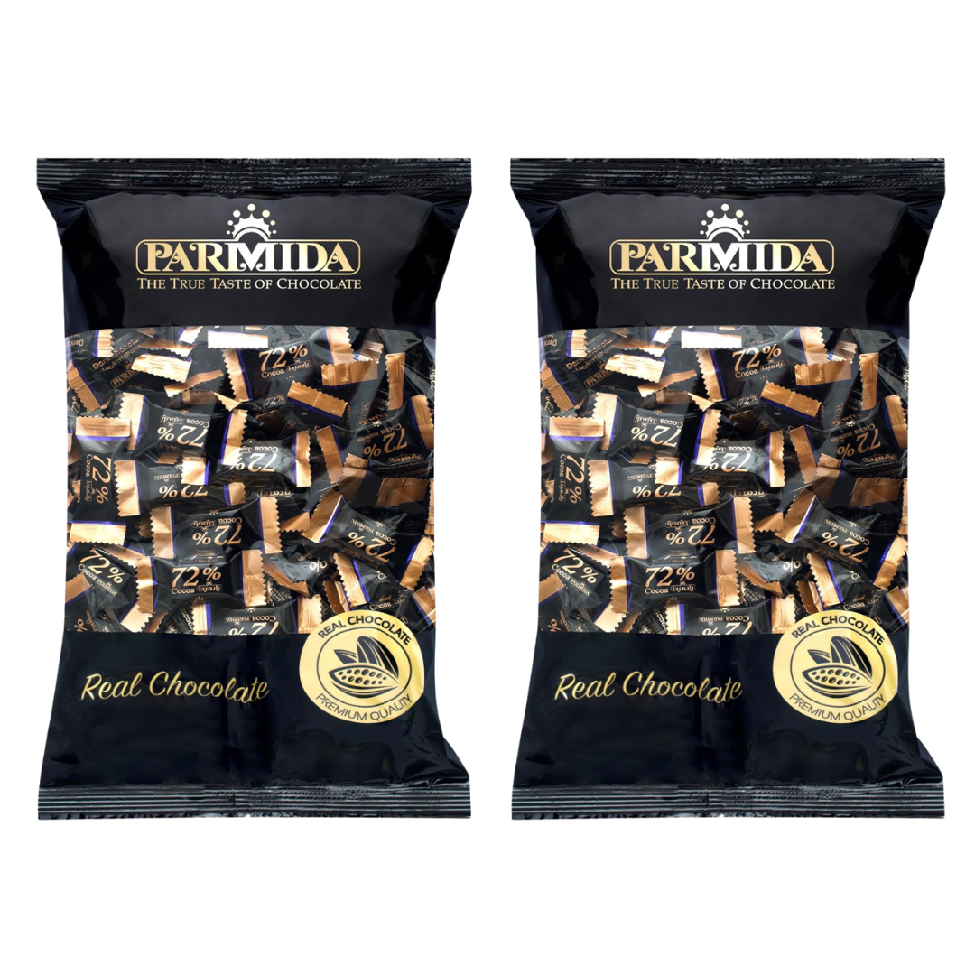 Parmida 72% Cocoa Mini Dark Chocolate Bars - 1kg Bag, Family