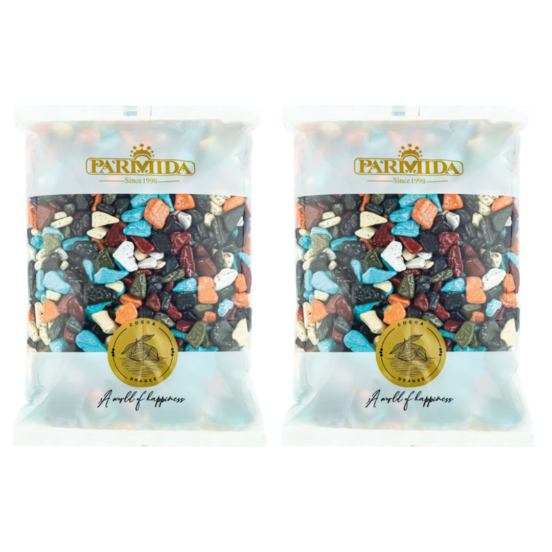 Parmida Choco Stones - Milk Colourful Stones - 1kg Bag, Family