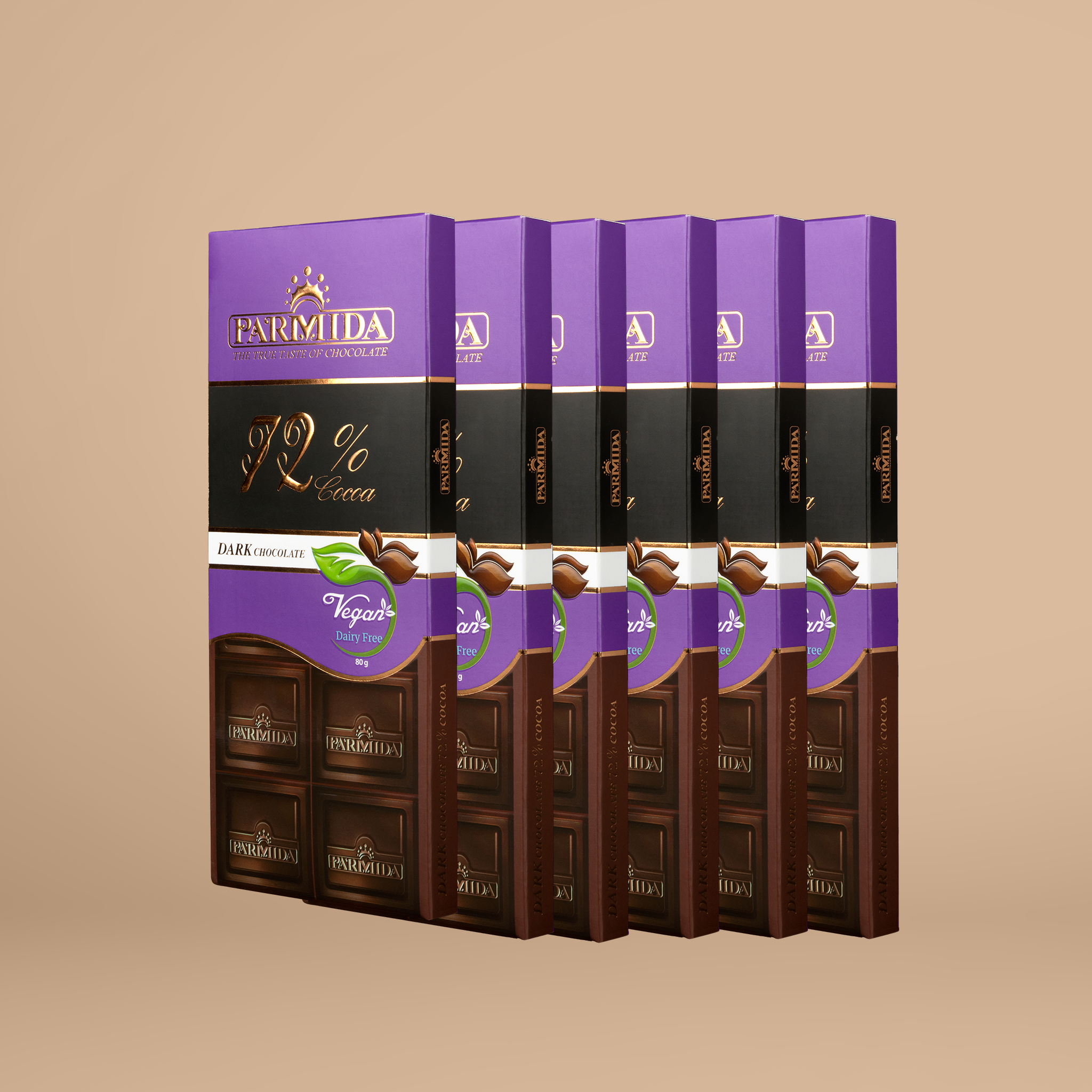 Parmida 72% Cocoa Dark Chocolate Bars - 80g, Multi